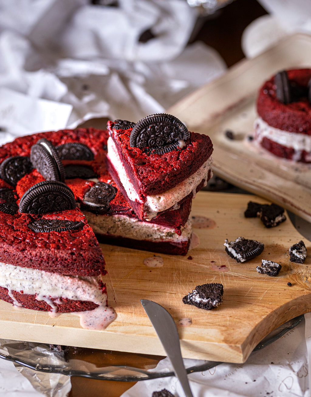 Torta helada de Brownie Redvelvet con Oreo